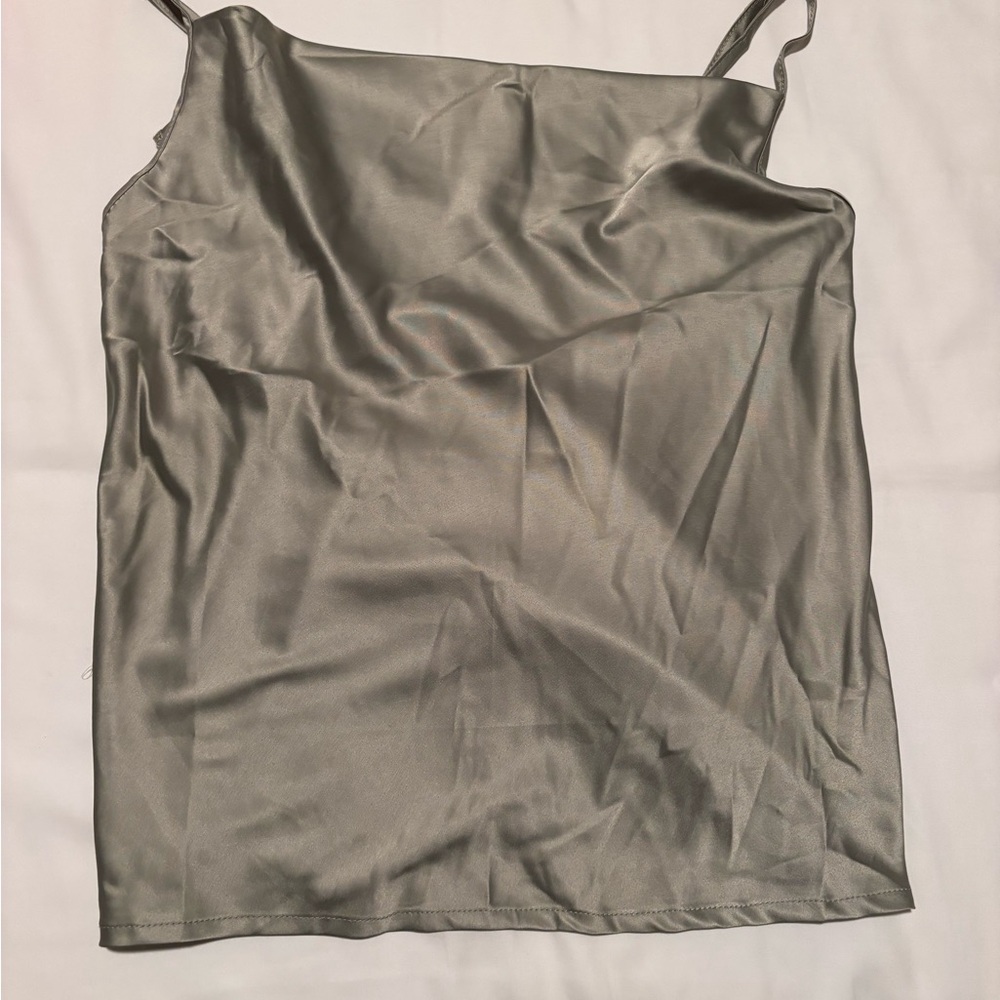 Elegant Satin Green Cami Top